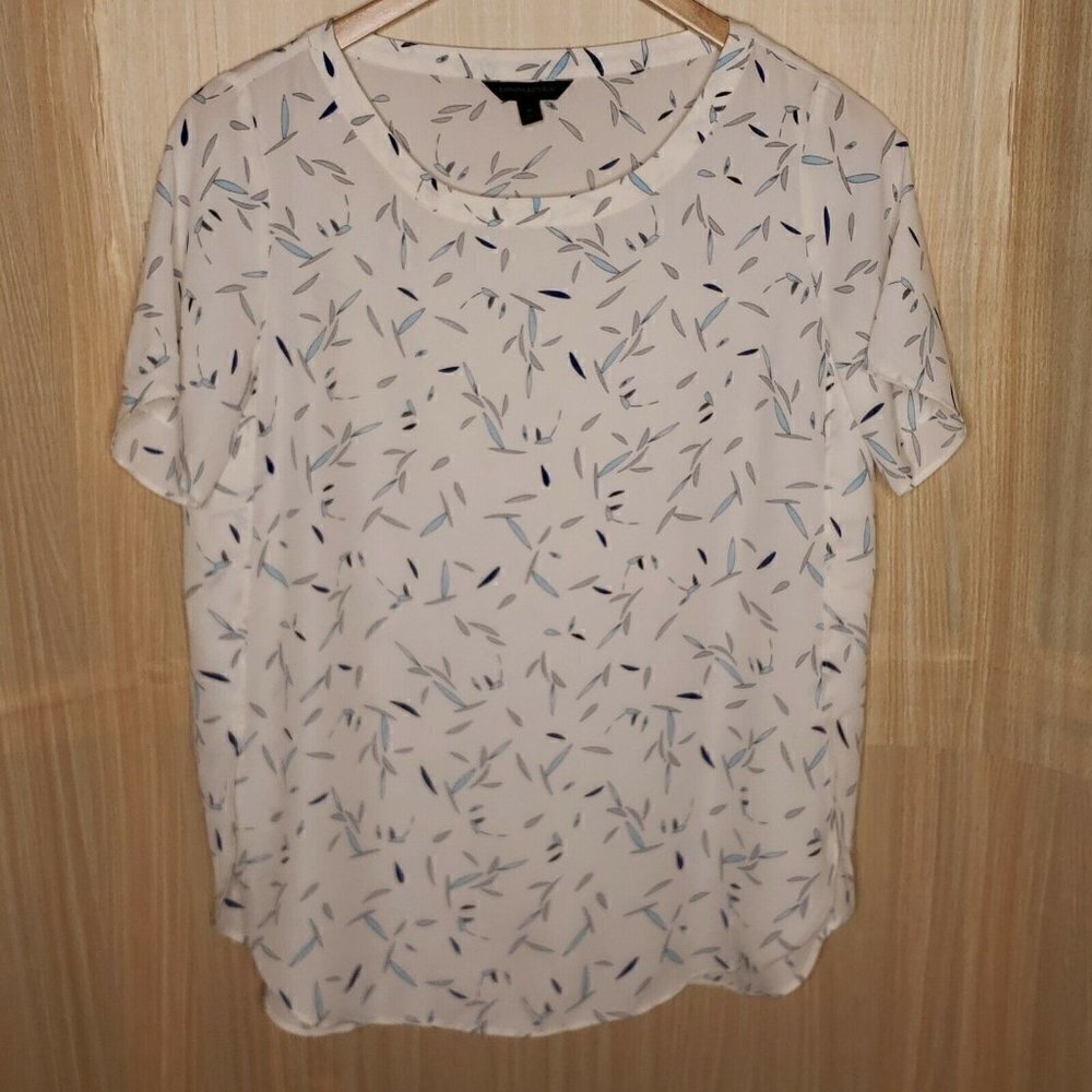 Banana Republic White High Low Short Sleeve Blouse